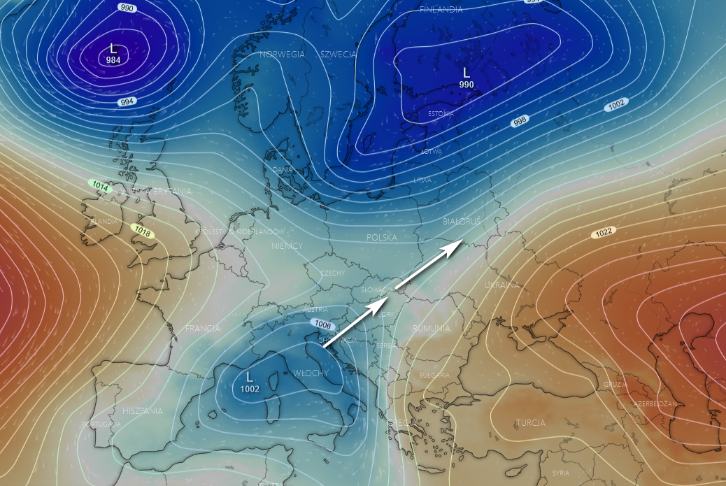 Pogoda. Prognoza pola ciśnienia nad Europą w nocy z czwartku na piątek