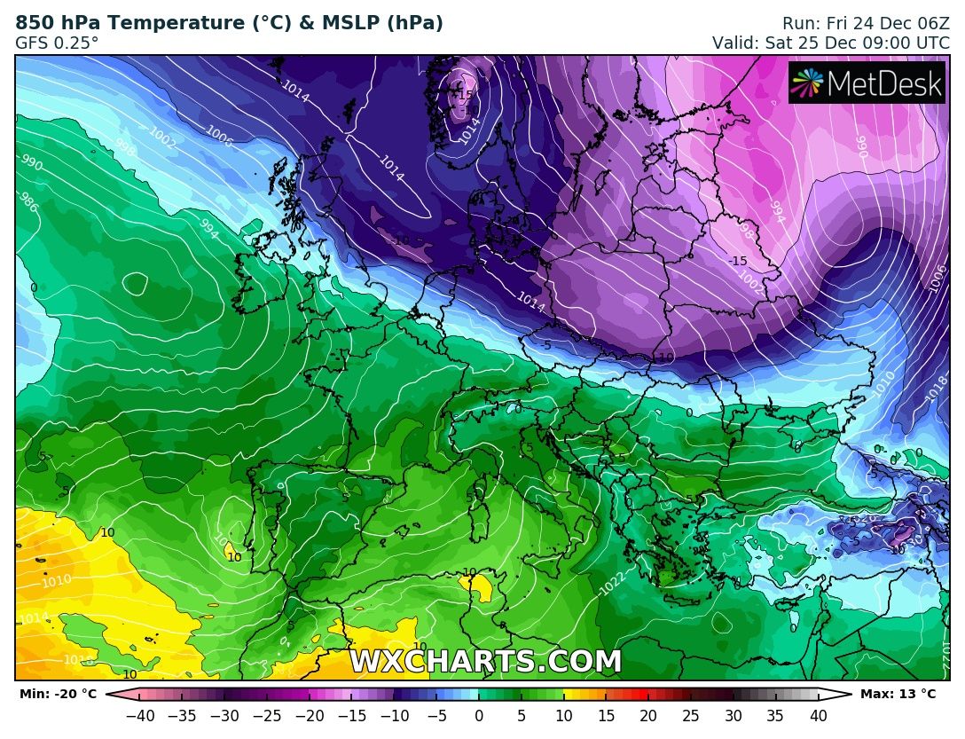 Pogoda: Powietrze arktyczne nad Polską w sobotnie przedpołudnie - dane modelu GFS
