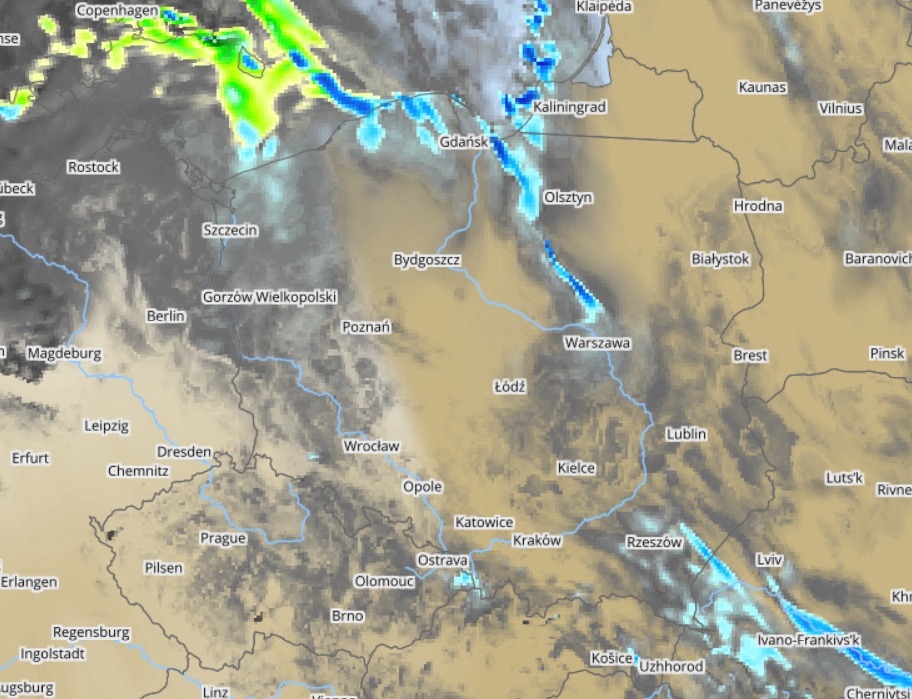 Pogoda na święta: Poziom zachmurzenia i opady nad Polską w środę i czwartek - model UMPL na godzinę 13:00