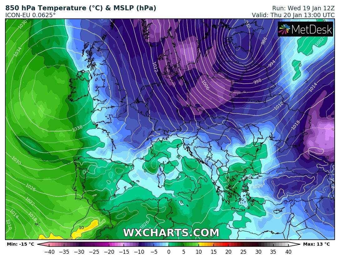 Pogoda: Spływ powietrza arktycznego do Polski - prognoza modelu ICON-EU