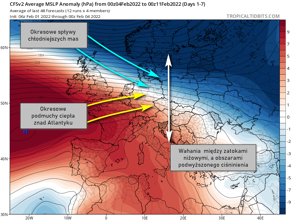 Pogoda: prognoza anomalii ciśnienia nad Europą w najbliższym tygodniu