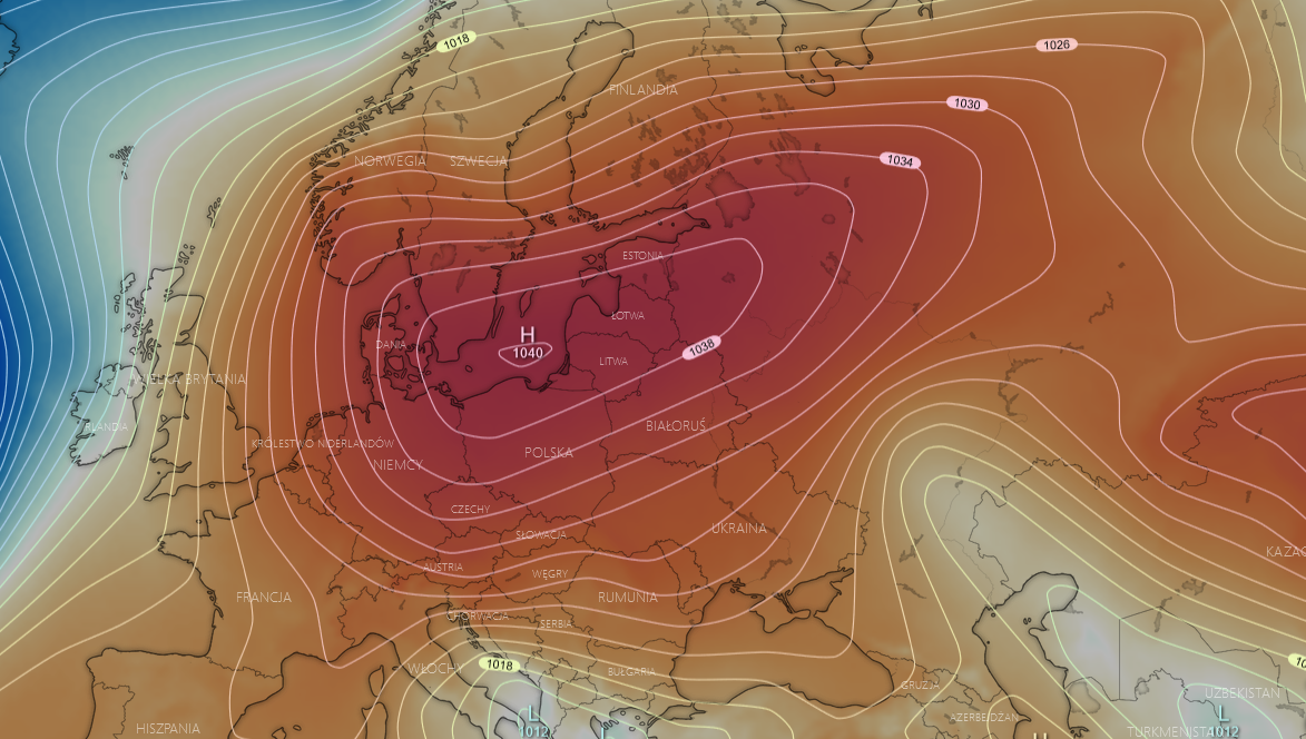 Pogoda: Pole ciśnienia nad fragmentem Europy - niedziela 