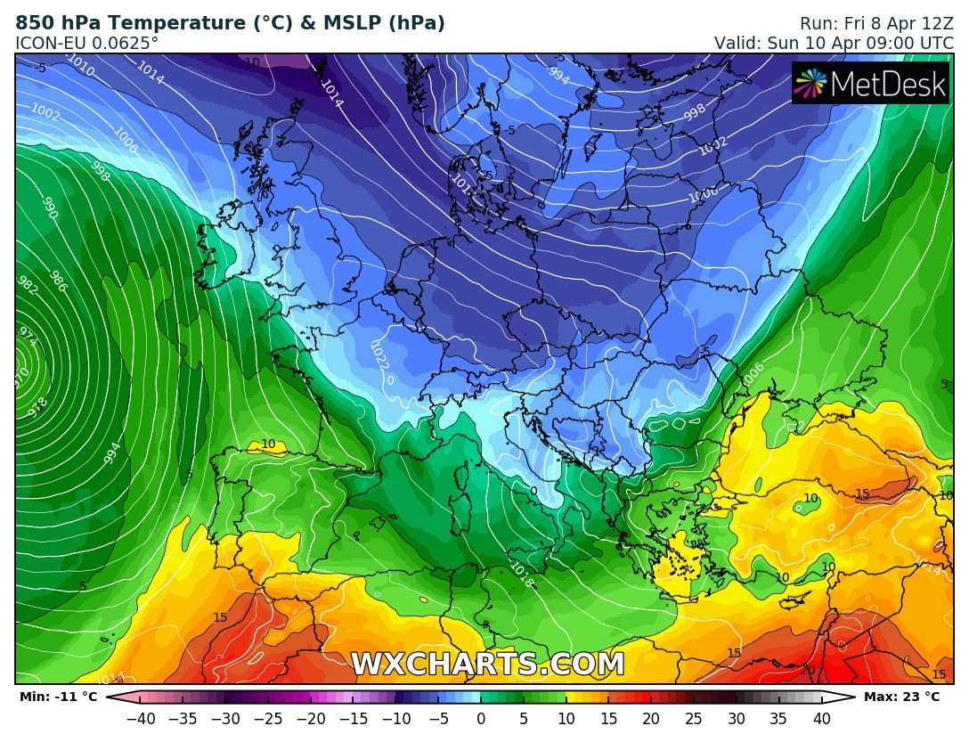 Pogoda: Strumień chłodnego powietrza nad Europą w niedzielne przedpołudnie